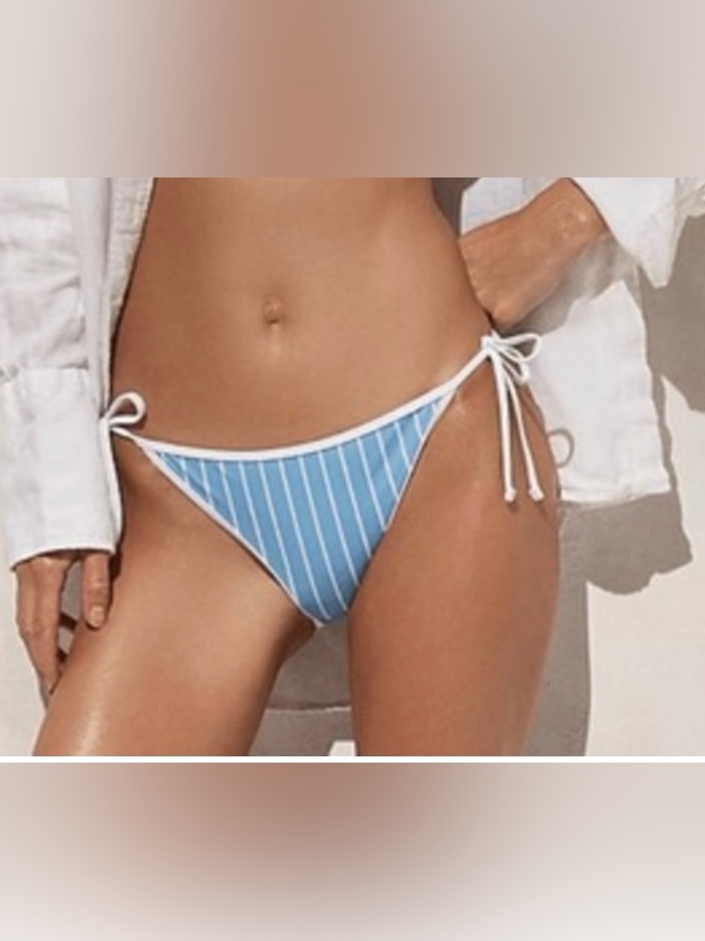J. CREW Blue & White Striped Tie-Side Bikini Bottom - Size L💙